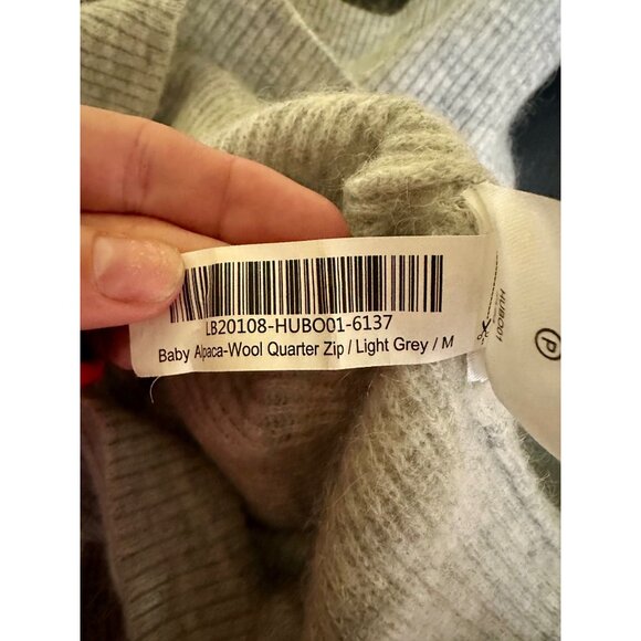 Quince Baby Alpaca Wool Quarter Zip Sweater Light Gray Women’s Medium Minimalist - Picture 9 of 9